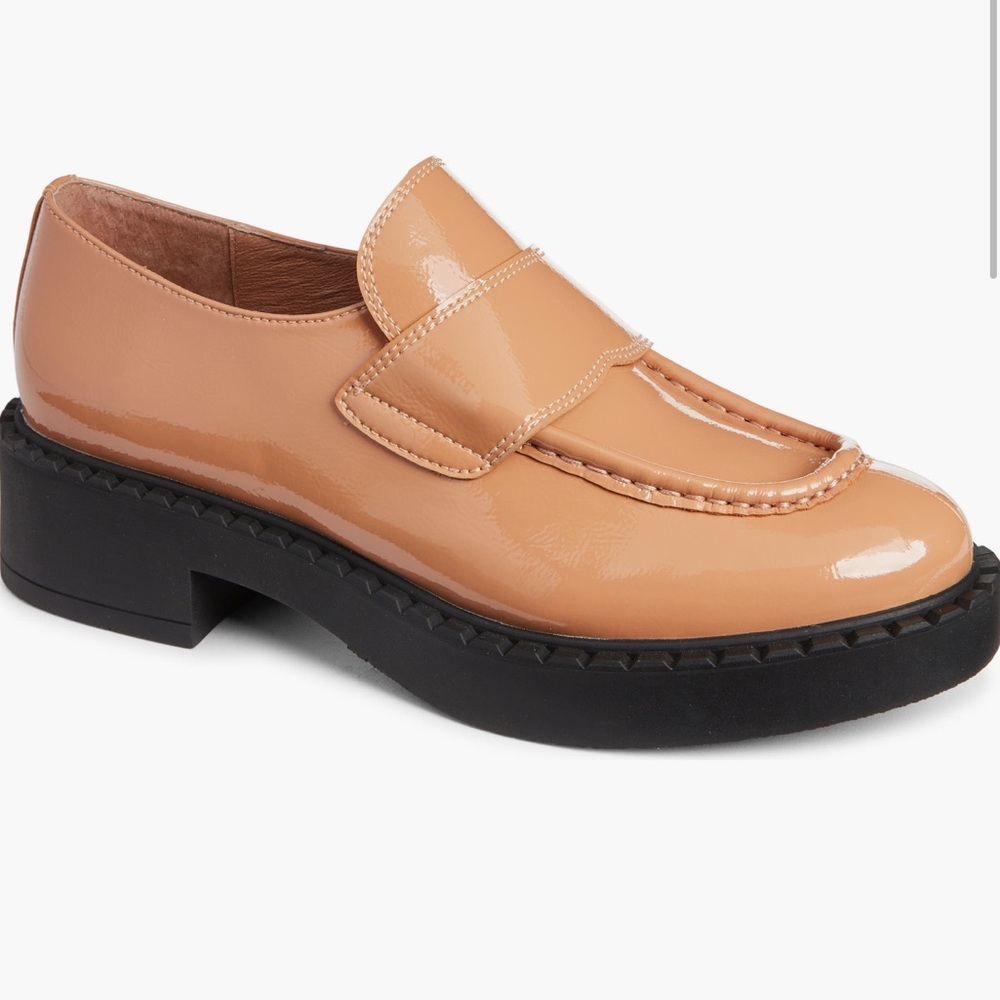 Jeffrey Campbell Librarian Loafer in Dark Nude Patent Leather